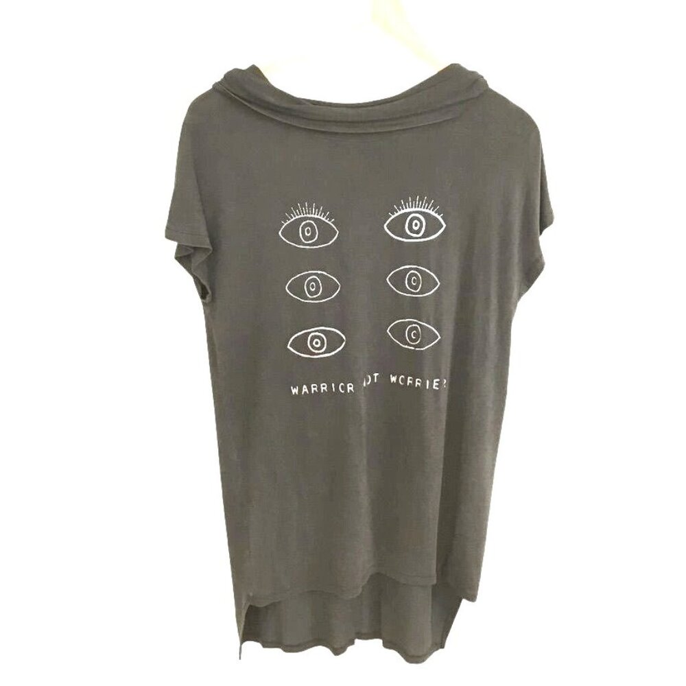 LIFE CLOTHING CO Women Hooded Graphic Tee Warrior Not Worrier Eye Modal Top S